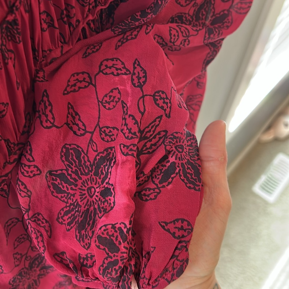 Anthropologie Red Floral Maxi Dress - Picture 8 of 8
